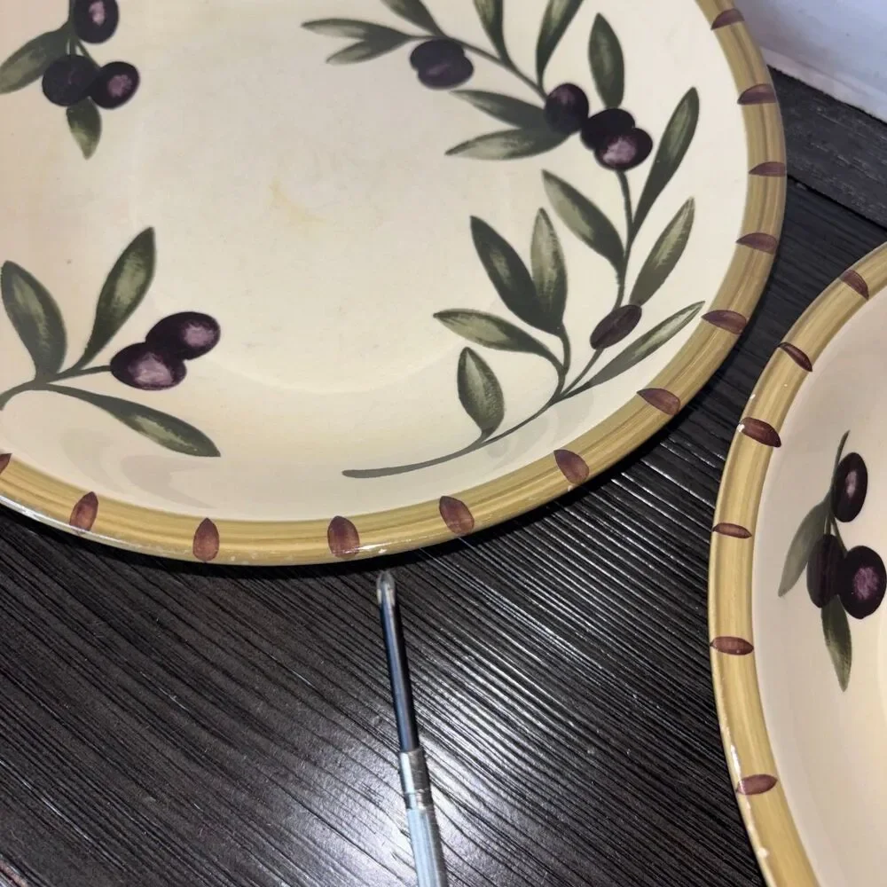 2 piece Williams Sonoma LIGURIA Olive 9 3/8
